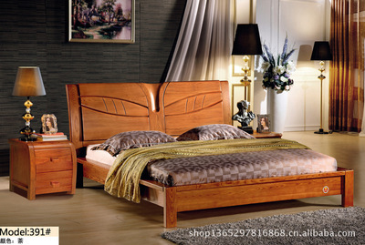 【南康品牌實(shí)木家具廠家直銷 雙人實(shí)木床#390 1.8米白臘木床】價(jià)格,廠家,圖片,床類,江西皇都家具實(shí)業(yè)-