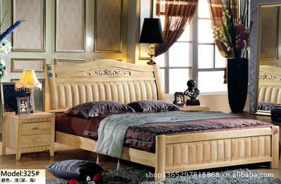 【南康品牌實(shí)木家具廠家直銷 雙人實(shí)木床橡木床#386 1.8米】價(jià)格,廠家,圖片,床類,江西皇都家具實(shí)業(yè)-