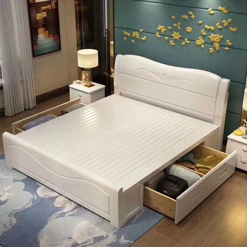 實木床1.8米雙人臥室床1.5米中式抽屜儲物橡木床1.2米兒童單人床