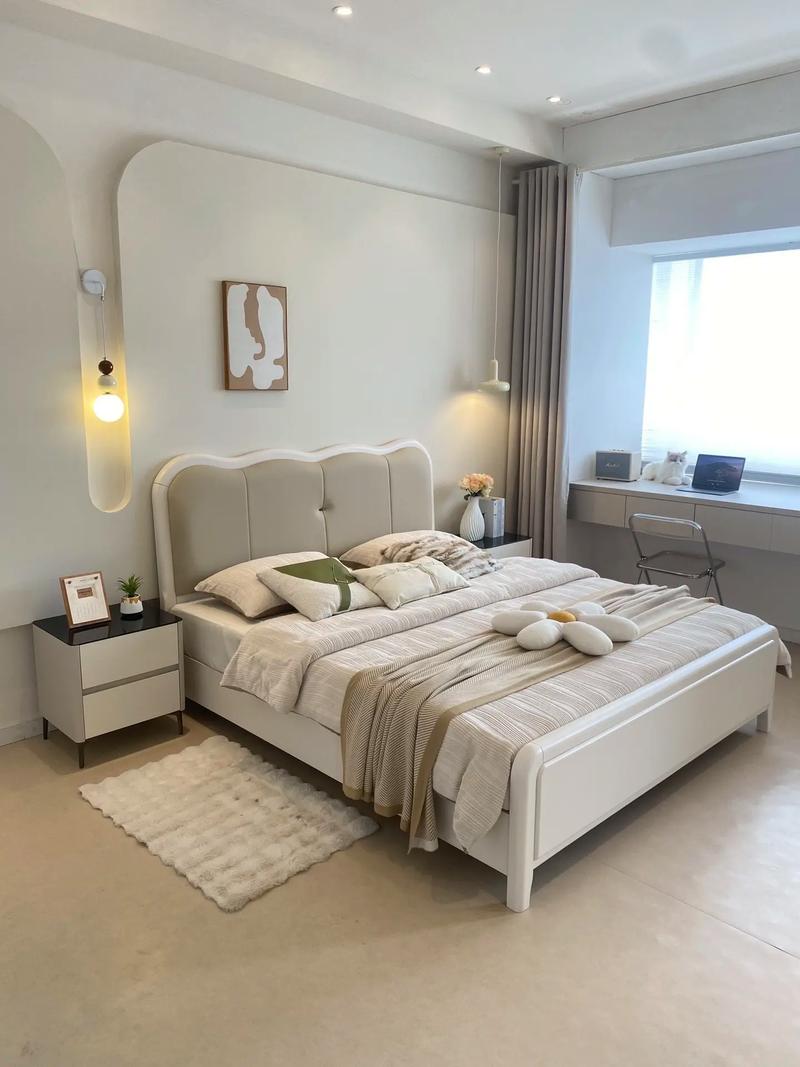 產品實物圖來啦,好看舒適的貝母漆系列實木床上新中#南康家具